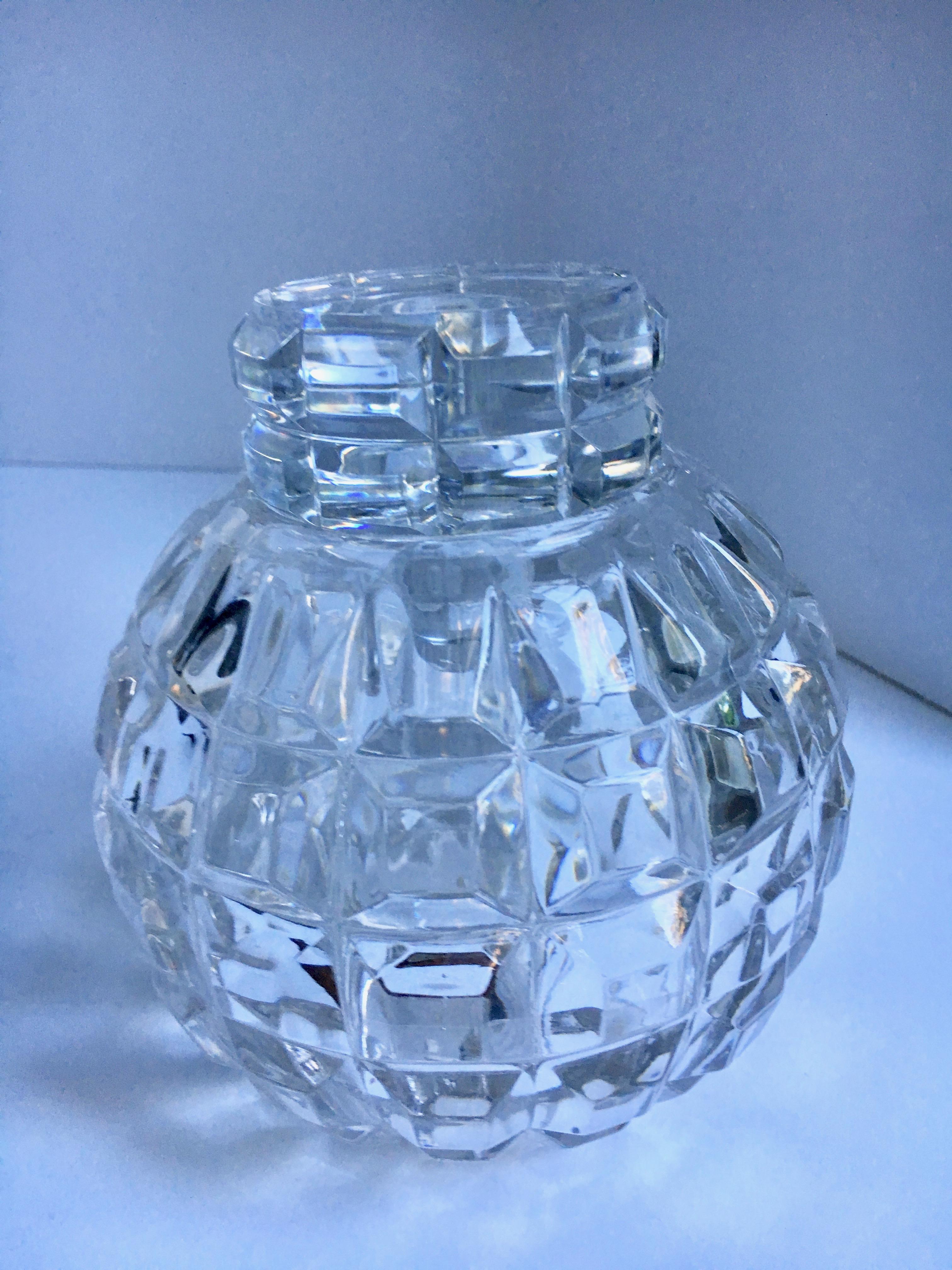 Mid-Century Modern Round Cut Crystal Decanter
