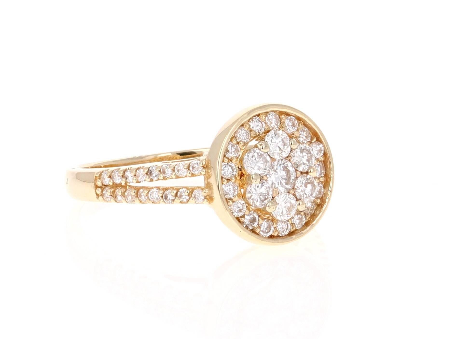 Diamant-Gelbgold-Cluster-Ring

Ein niedlicher und zierlicher Cocktailring, der mit Sicherheit eine großartige Ergänzung Ihrer Schmucksammlung darstellt.
Er hat 56 Diamanten im Rundschliff mit einem Gesamtgewicht von 0,68 Karat. 
Es ist wunderschön