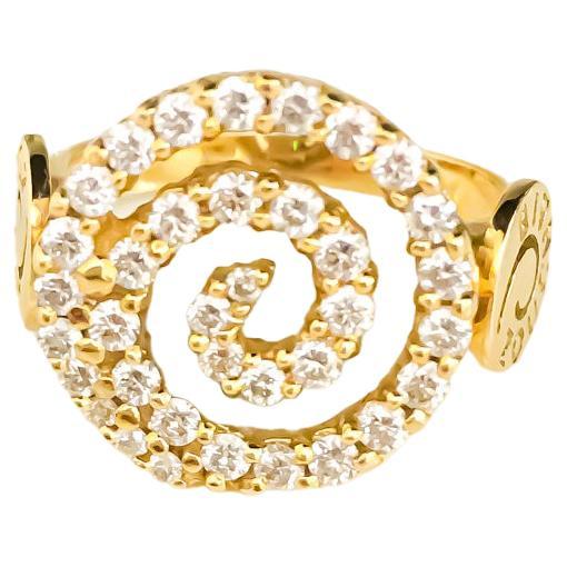 Brilliant Cut Diamond 18kt Yellow Gold Spiral Shaped Ring For Sale