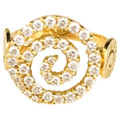 Brilliant Cut Diamond 18kt Yellow Gold Spiral Shaped Ring