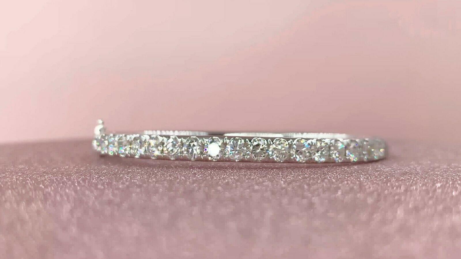 Diamond (3.95 total carat weight) bangle bracelet in 14k white gold. Perfect for an anniversary or valentine's day. The bracelet is designed and handmade locally in Los Angeles by Sage Designs L.A. using earth-mined and conflict free diamonds. 6.5