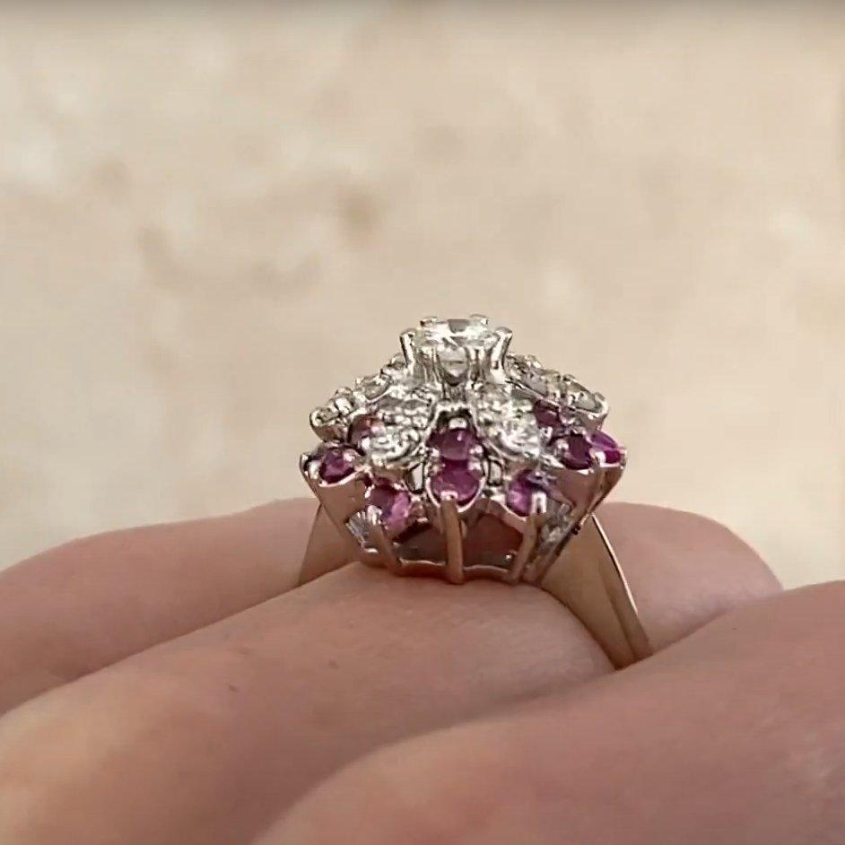Women's Round Cut Diamond (Approx 0.2-Carats) & Pink Sapphire (Approx 0.9-Carats) Ring For Sale