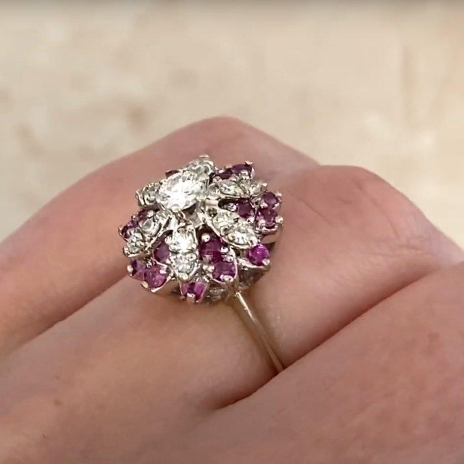 Round Cut Diamond (Approx 0.2-Carats) & Pink Sapphire (Approx 0.9-Carats) Ring For Sale 1