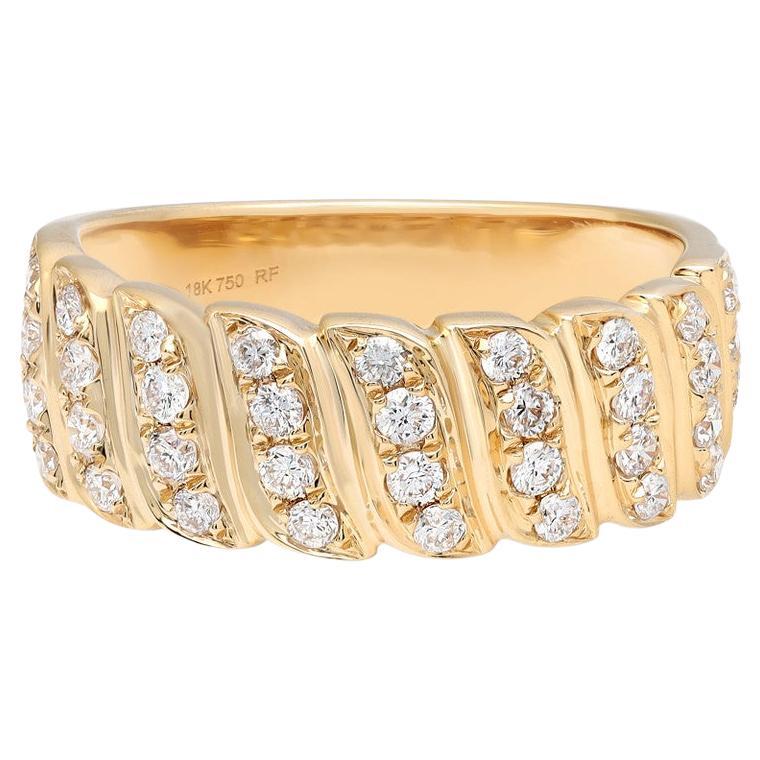 Round Cut Diamond Band Ring 18K For Sale at 1stDibs