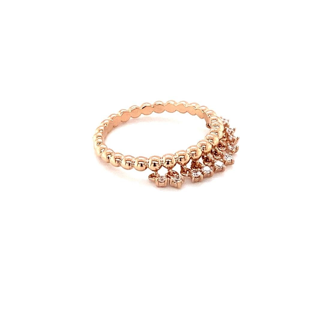 Round Cut Diamond Cable Rose Gold Band In New Condition For Sale In Los Angeles, CA