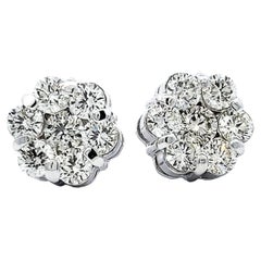 Round-cut Diamond Cluster Stud Earrings Set