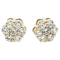 Round-cut Diamond Cluster Stud Earrings Set