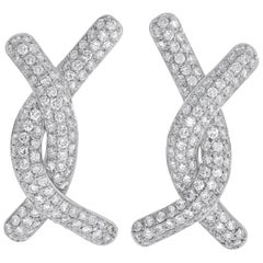 Rosior one-off Round Cut Diamond Drop Earrings set in 950 Platinum  