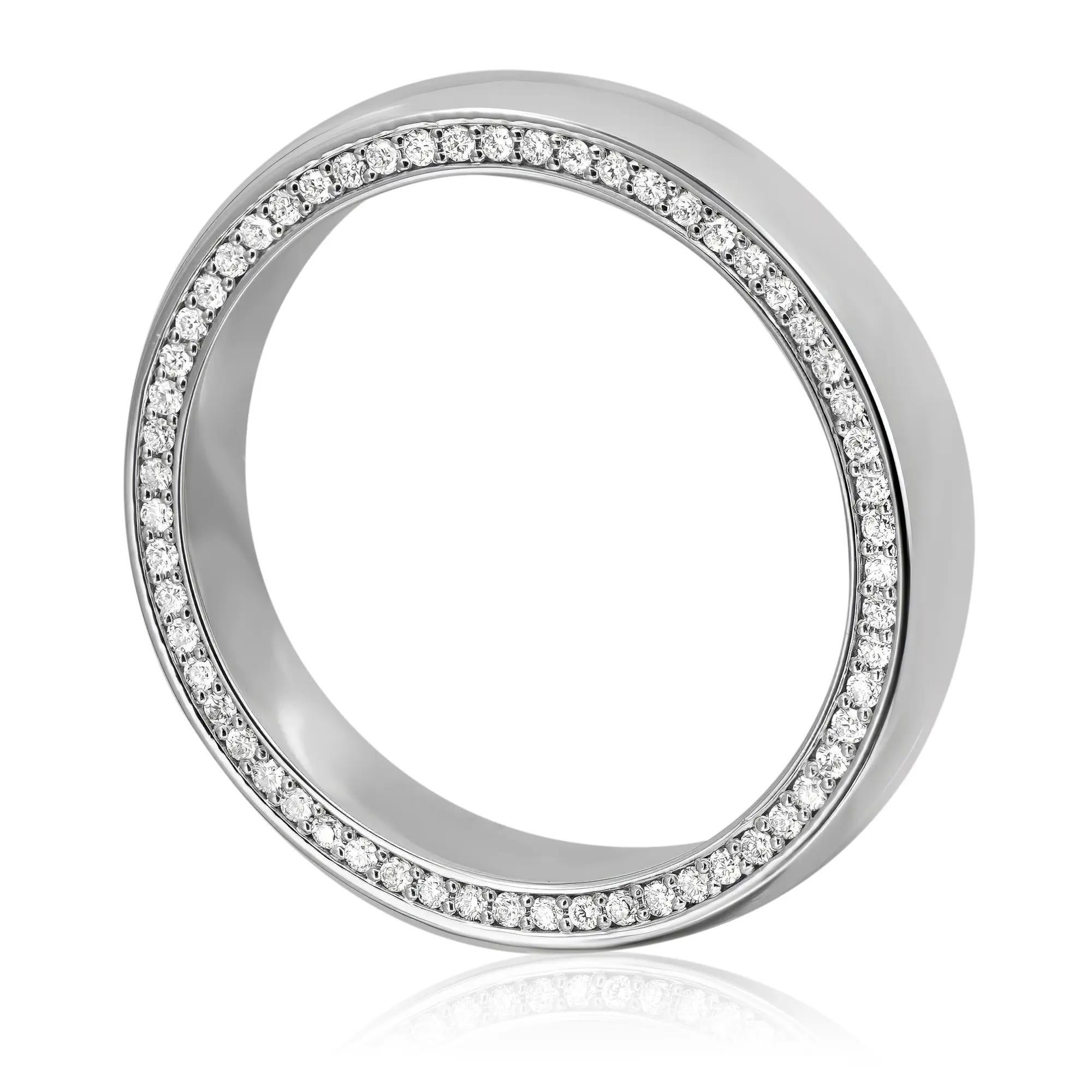 Round Cut Diamond Edge Men's Eternity Wedding Band Ring 18K White Gold