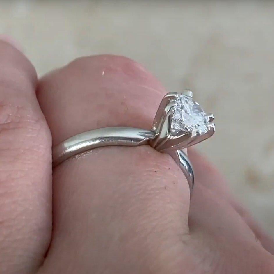 Anillo de compromiso de diamantes talla redonda (aprox. 0,5 quilates), color H, platino Corte redondo en venta