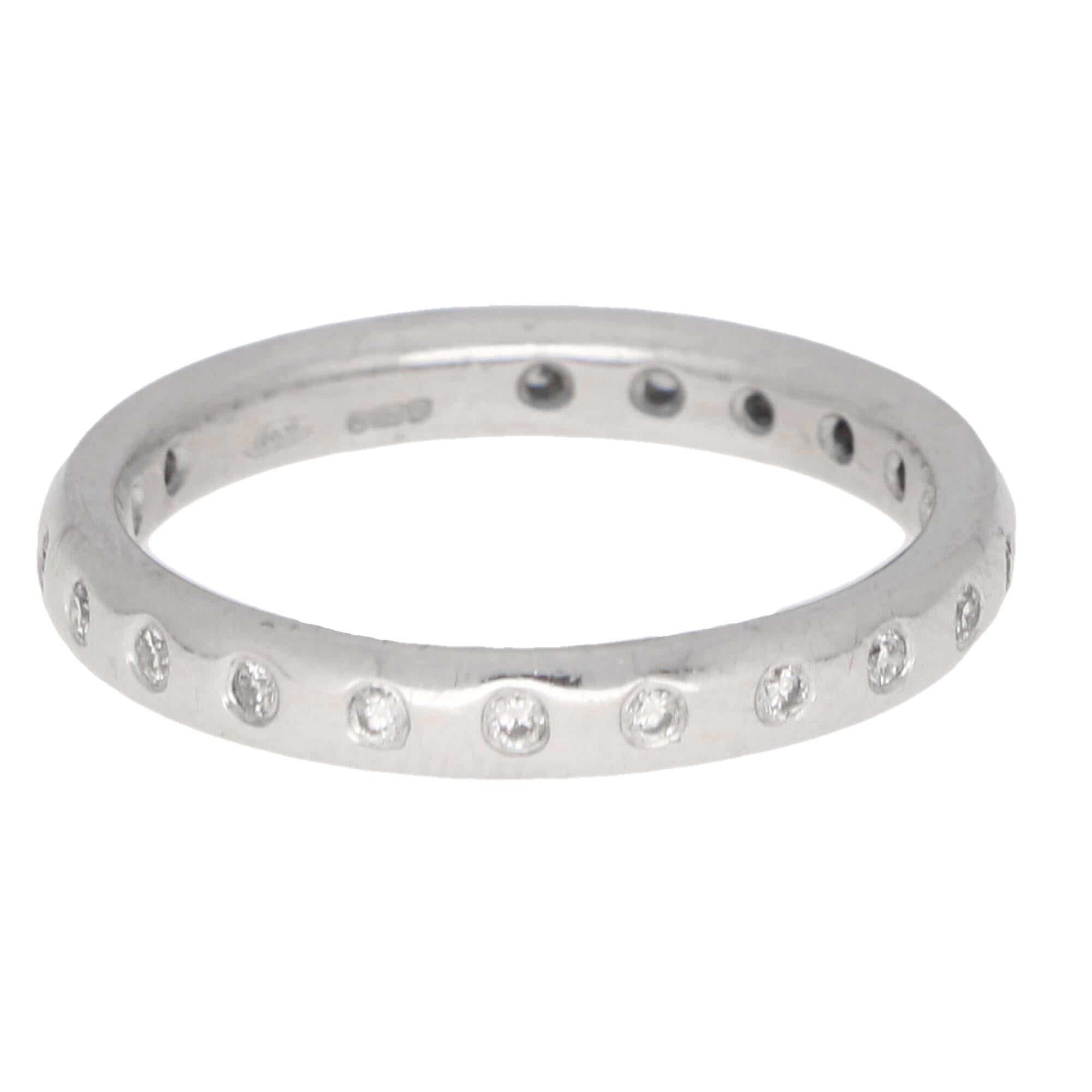 Modern Round Cut Diamond Full Eternity Ring Set in 18 Karat White Gold, Mappin & Webb
