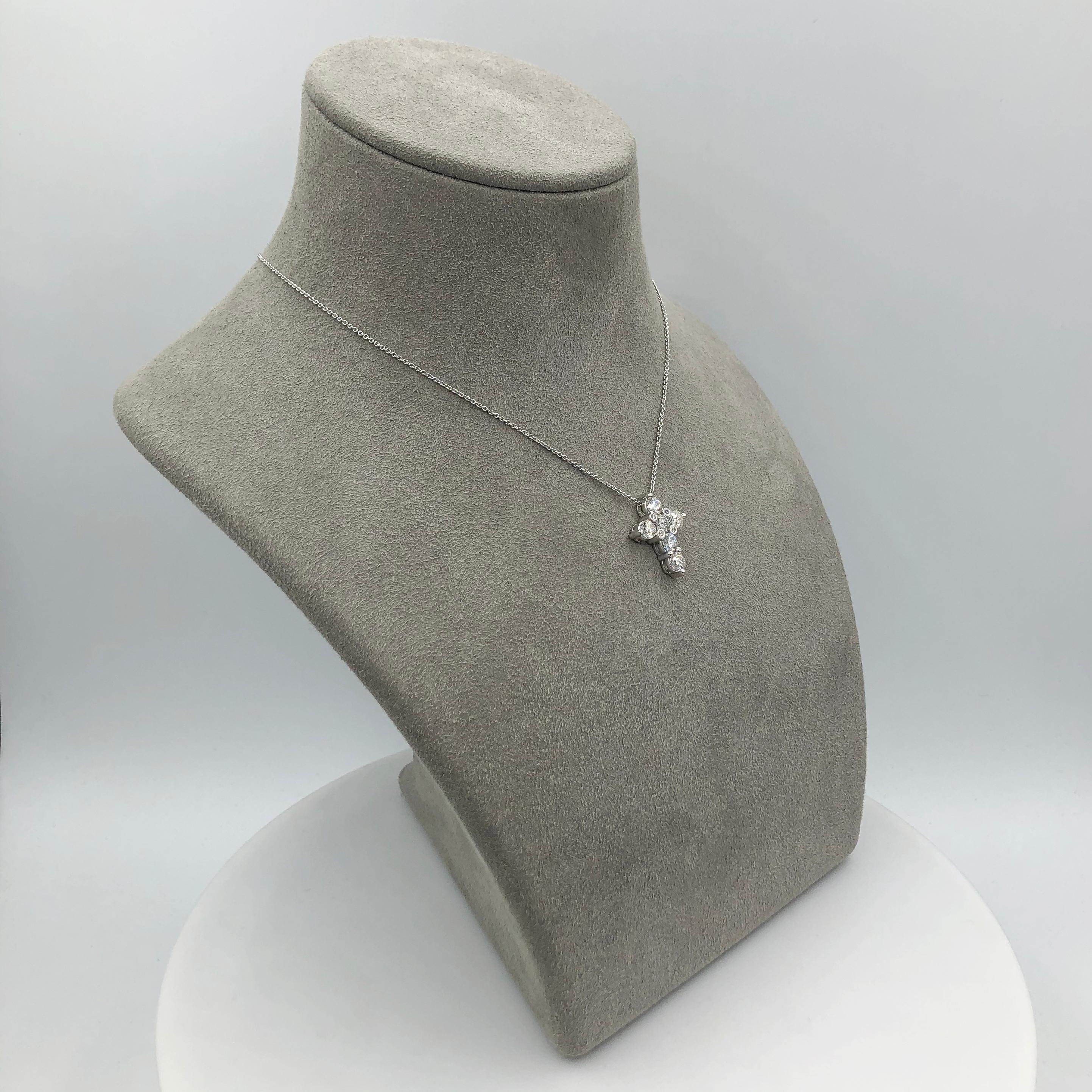 Modern Round Cut Diamond Gold Cross Pendant Necklace