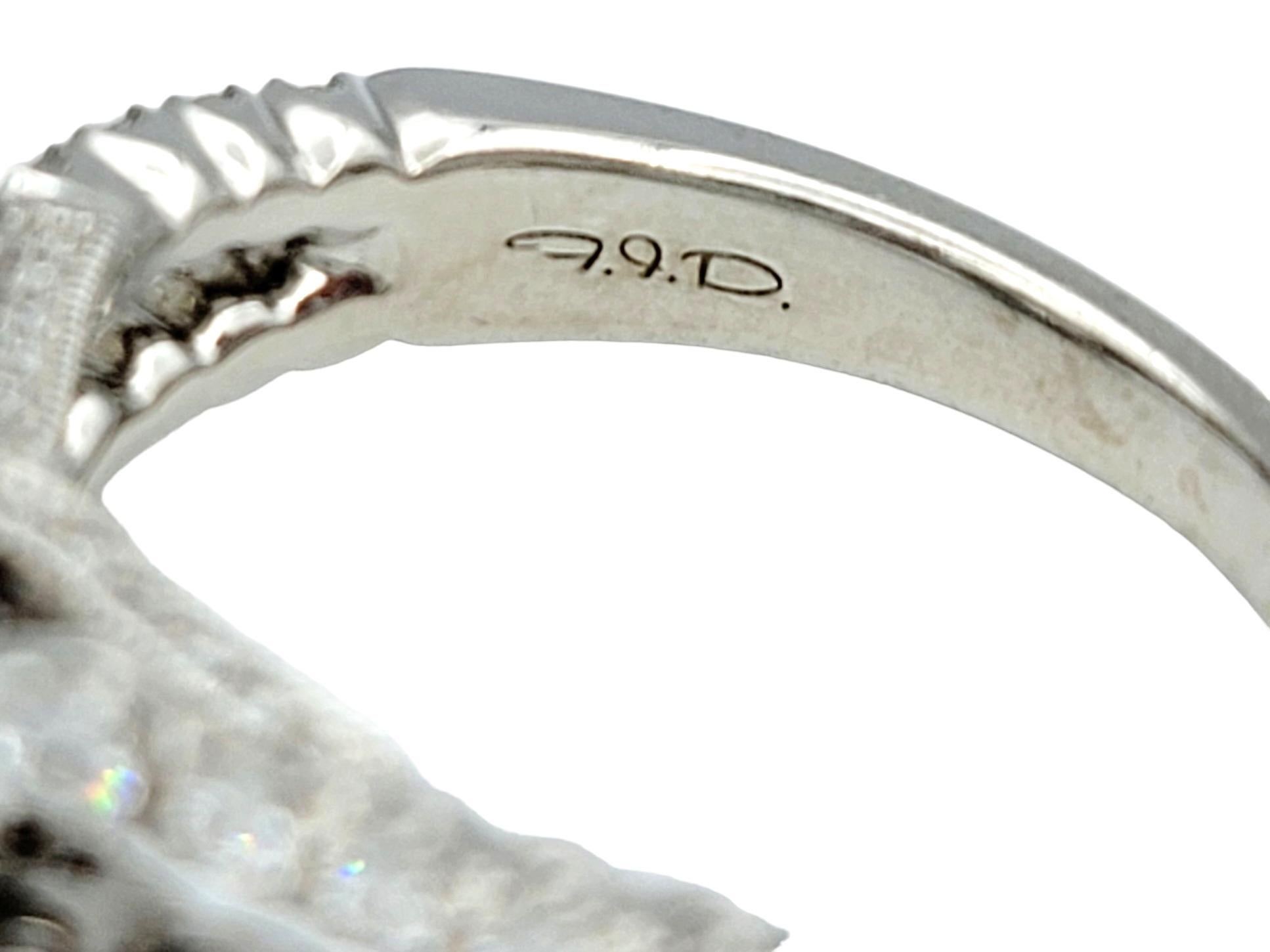 Round Cut Diamond Halo and Split Shank Engagement Ring in 14 Karat White Gold For Sale 3