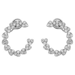 Pendientes de aro corazón con diamantes de corte redondo Oro blanco de 14 quilates 4,95Cttw