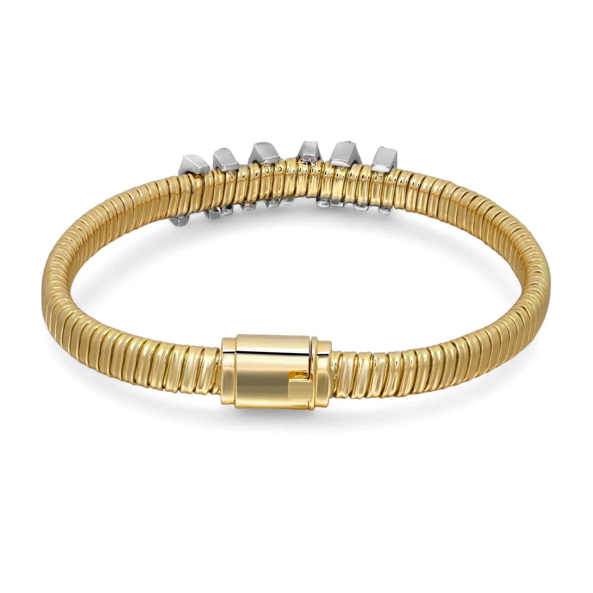 Modern Round Cut Diamond MAMA Snake Chain Bracelet 14K Yellow Gold 0.85Cttw For Sale