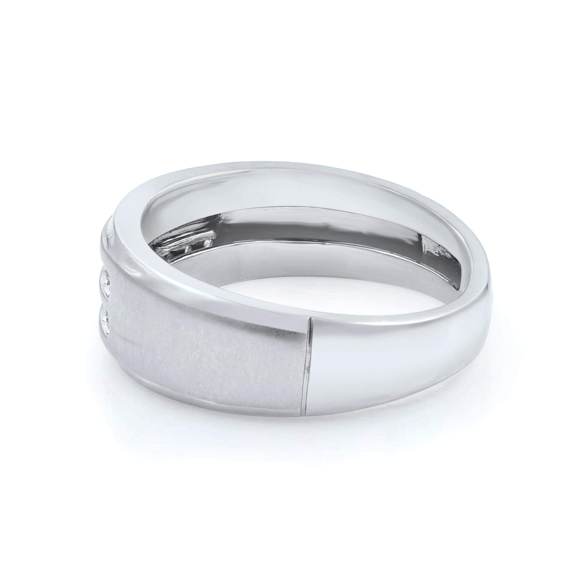Round Cut Diamond Men's Wedding Band Ring 10k White Gold 0.36 Cttw For Sale 1