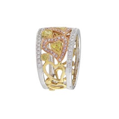 Round Cut Diamond Open Work Heart Band