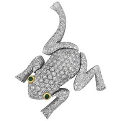 Round Cut Diamond Pave Frog Pin