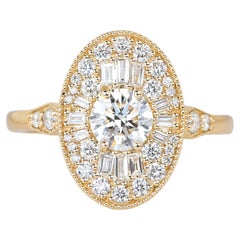 Round Cut Diamond Ring 0, 70 ct (G/SI1) HRD Certificate, Wedding Ring