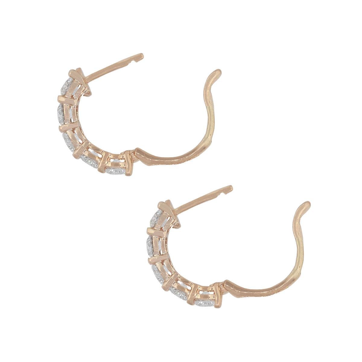 Women's Round Cut Diamond Small Hoops