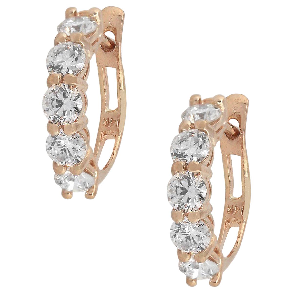 Round Cut Diamond Small Hoops