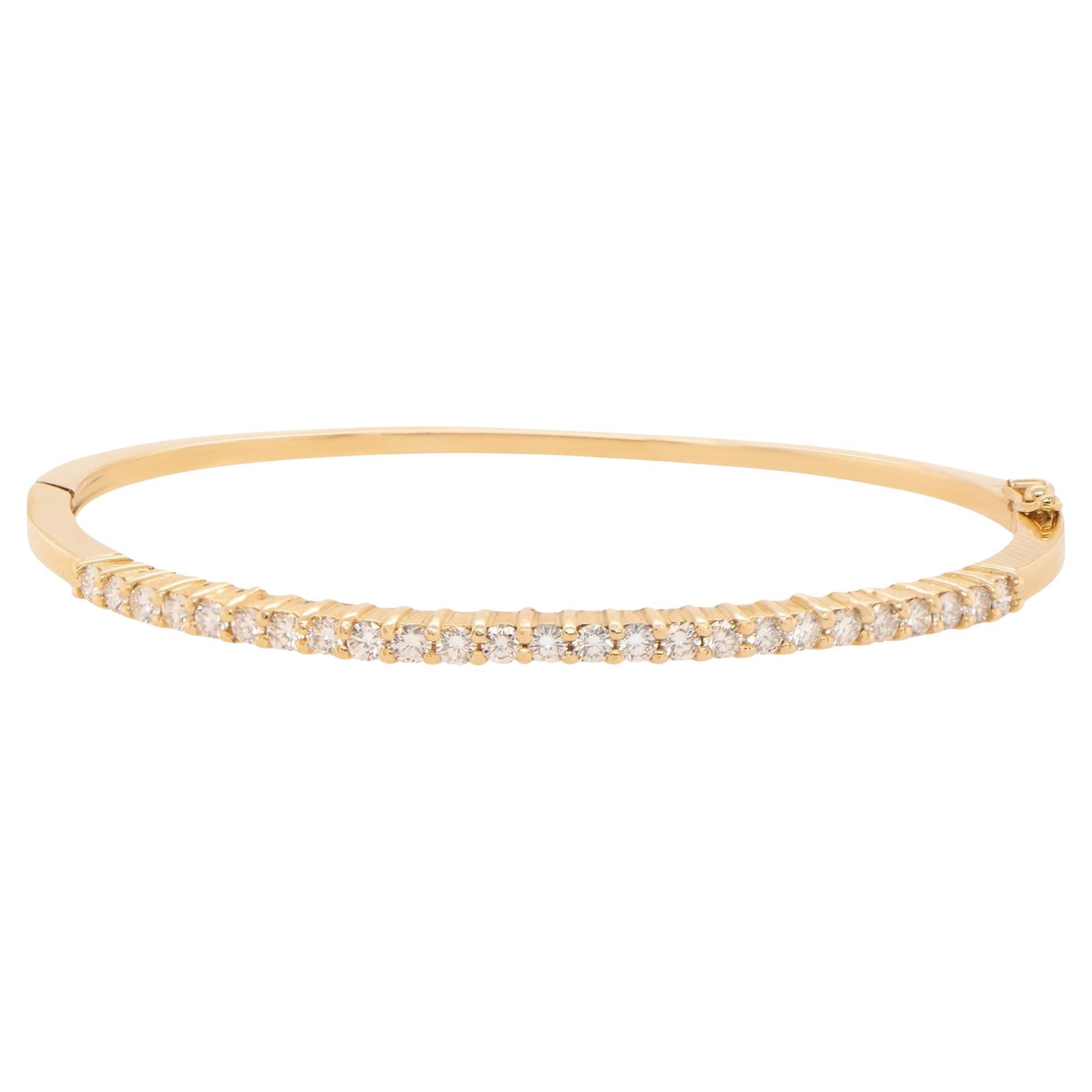 Diamant-Tennisarmband mit Rundschliff 14K Gelbgold