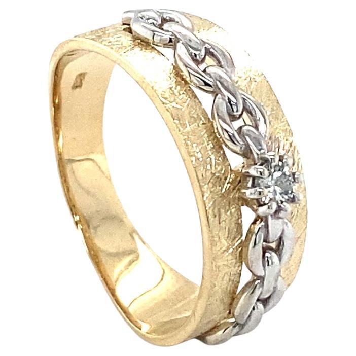 Contemporary Round Cut Diamond Yellow Gold Band For Sale