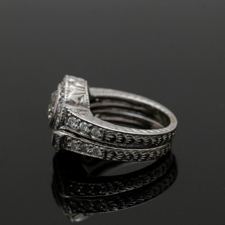 Customizable 18K Gold 1.19 CT Natural Diamond Engagement Ring Set, Art ...