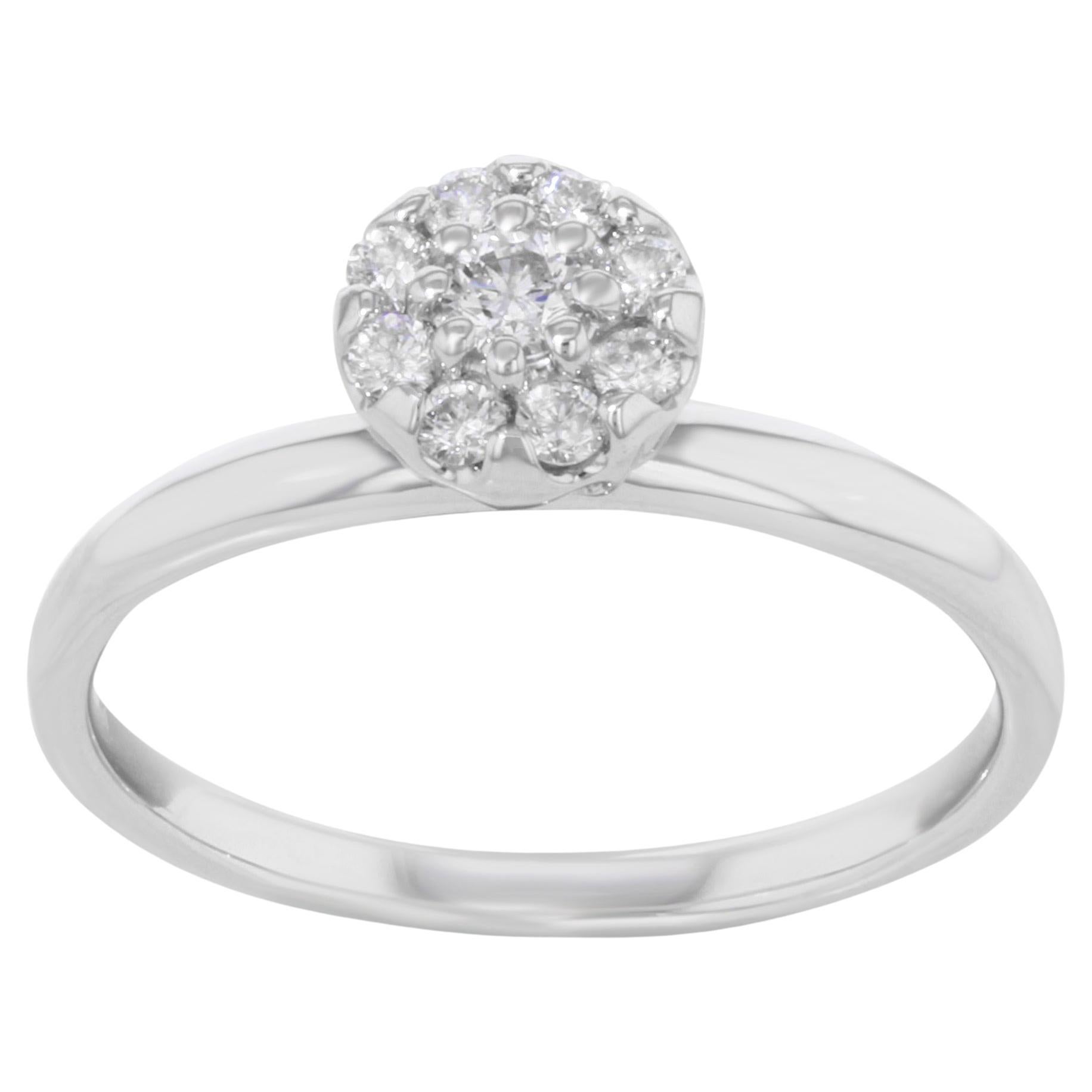 Round Cut Diamonds Womens Engagement Ring 18K White Gold 0.40 Cttw For Sale