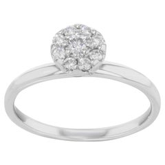 Bague de fiançailles pour femmes en or blanc 18 carats, 0,40 ctw, diamants taille ronde