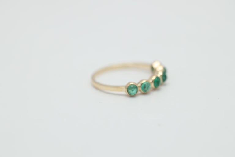 For Sale:  Round Cut Emerald Half Eternity Band, Stacking Ring in 14K Yellow Gold 3