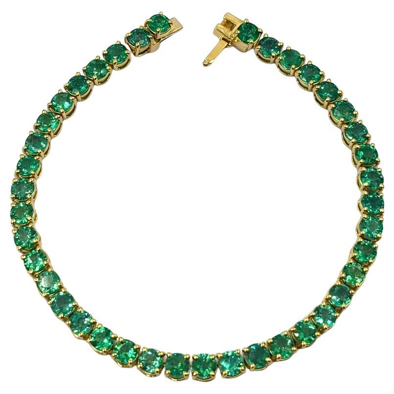Round Cut Emerald Tennis Bracelet 9.86 Carats en venta
