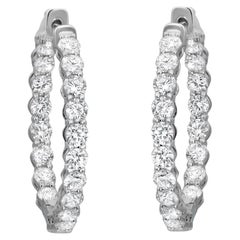 Round Cut Lab Grown Diamond Inside Out Hoop Earrings 14K White Gold 2.25Cttw