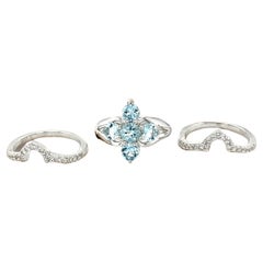 Anello di fidanzamento con acquamarina naturale, taglio rotondo, pietra di marzo.