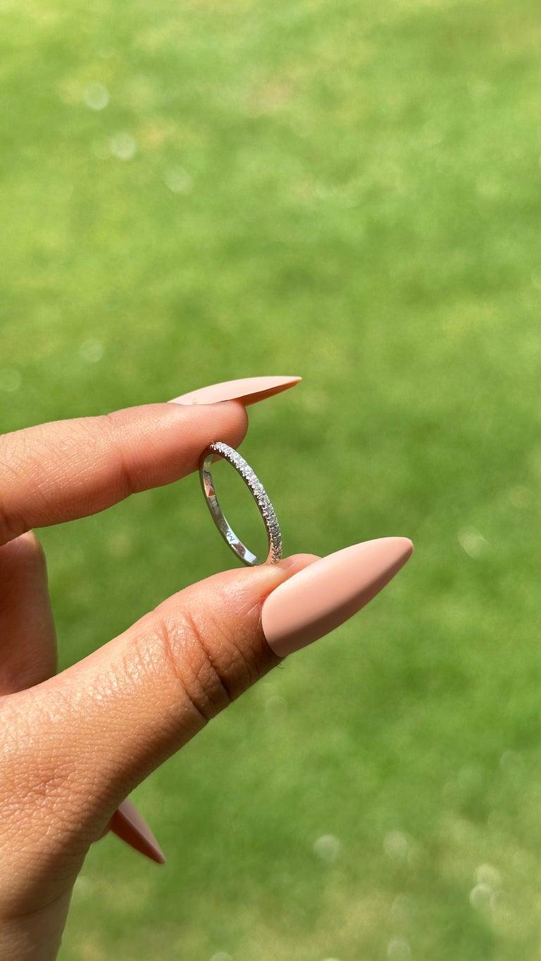 For Sale:  Round Moissanite Anniversary Eternity Band Ring for Her in 18k Solid White Gold 2