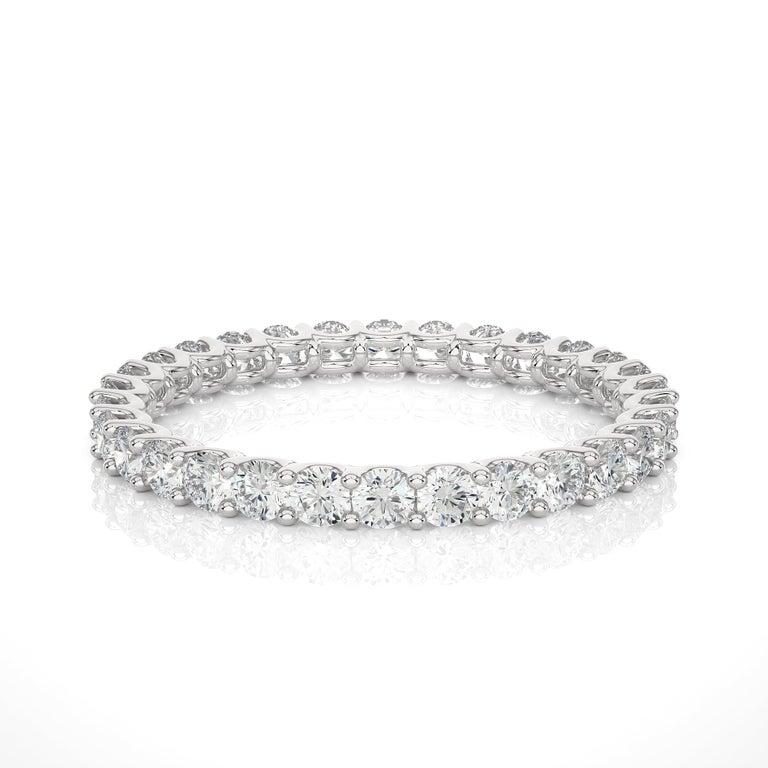 For Sale:  Round Cut Moissanite Gemstone Engagement Band Ring Jewelry for Her in 925 Silver 7