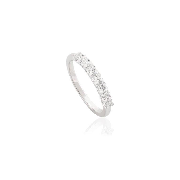 For Sale:  Round Moissanite Half Gemstone Band for Girlfriend Surprise in 14k White Gold 3