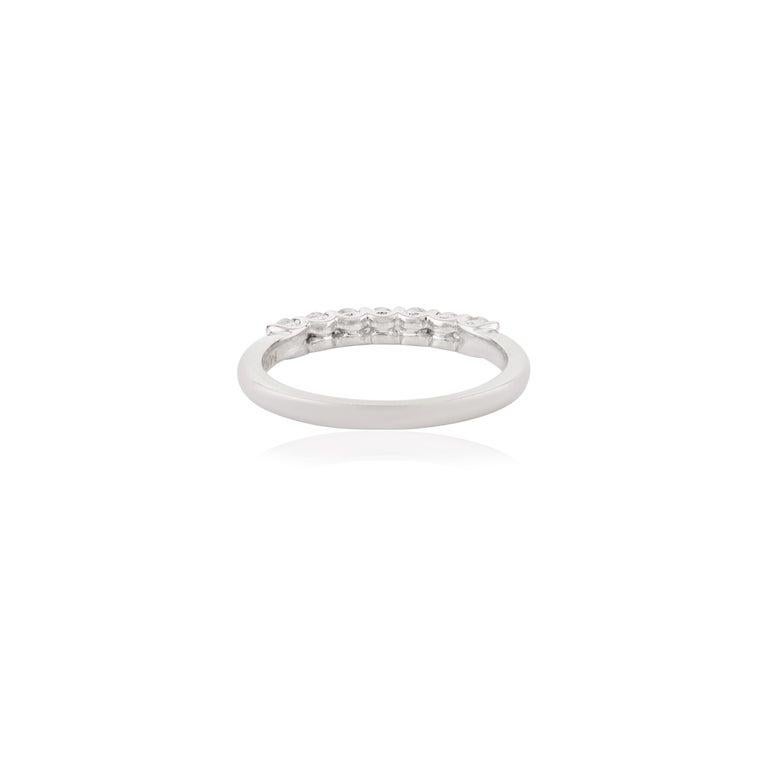 For Sale:  Round Moissanite Half Gemstone Band for Girlfriend Surprise in 14k White Gold 5