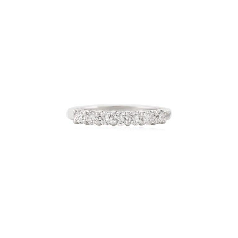 For Sale:  Round Moissanite Half Gemstone Band for Girlfriend Surprise in 14k White Gold 6