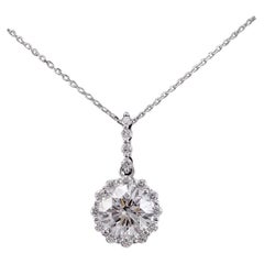 Round Cut Moissanite Pendant 925 Sterling Silver Solitaire Halo Pendant Necklace