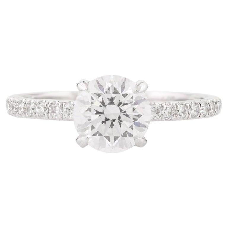 For Sale:  Round Cut Moissanite Prong Set Engagement Ring for Woman in 14k White Gold 9