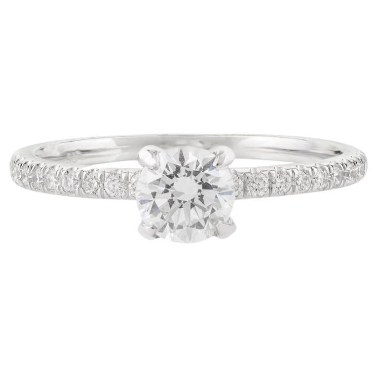 For Sale:  Round Cut Moissanite Prong Set Engagement Ring for Woman in 14k White Gold