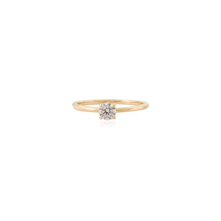 For Sale:  Round Cut Moissanite Single Stone Ring in 18k Solid Yellow Gold for Mom Gift 2