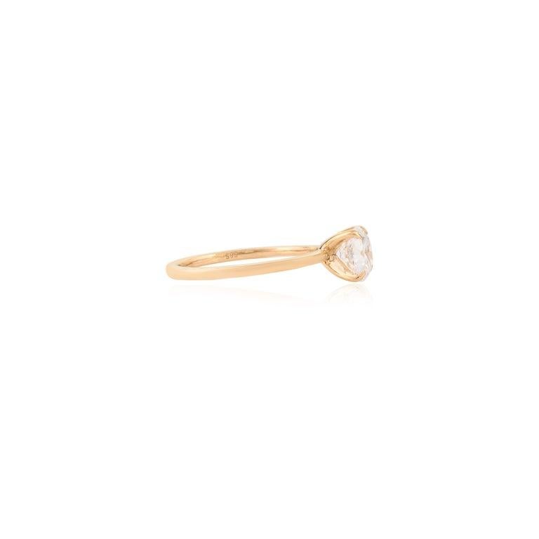 For Sale:  Round Cut Moissanite Single Stone Ring in 18k Solid Yellow Gold for Mom Gift 3