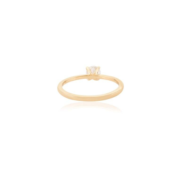For Sale:  Round Cut Moissanite Single Stone Ring in 18k Solid Yellow Gold for Mom Gift 5