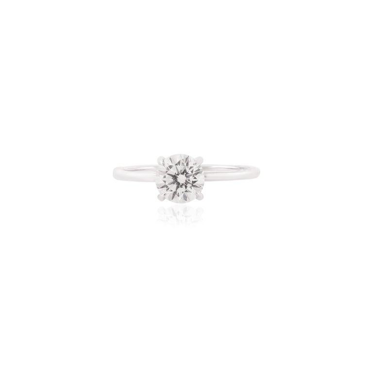 For Sale:  Round Moissanite Stackable Everyday Ring for Mom Gift in 14k Solid White Gold 4