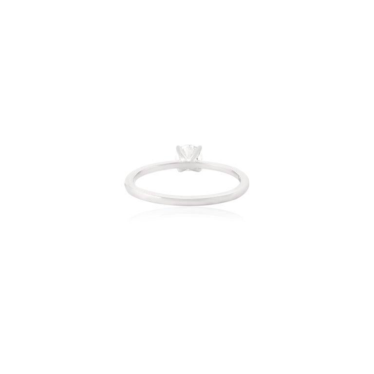 For Sale:  Round Moissanite Stackable Everyday Ring for Mom Gift in 14k Solid White Gold 8