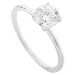 Round Moissanite Stackable Everyday Ring for Mom Gift in 14k Solid White Gold