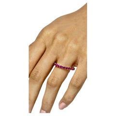 Round Cut Natural Burmese Ruby Eternity Wedding Band Ring