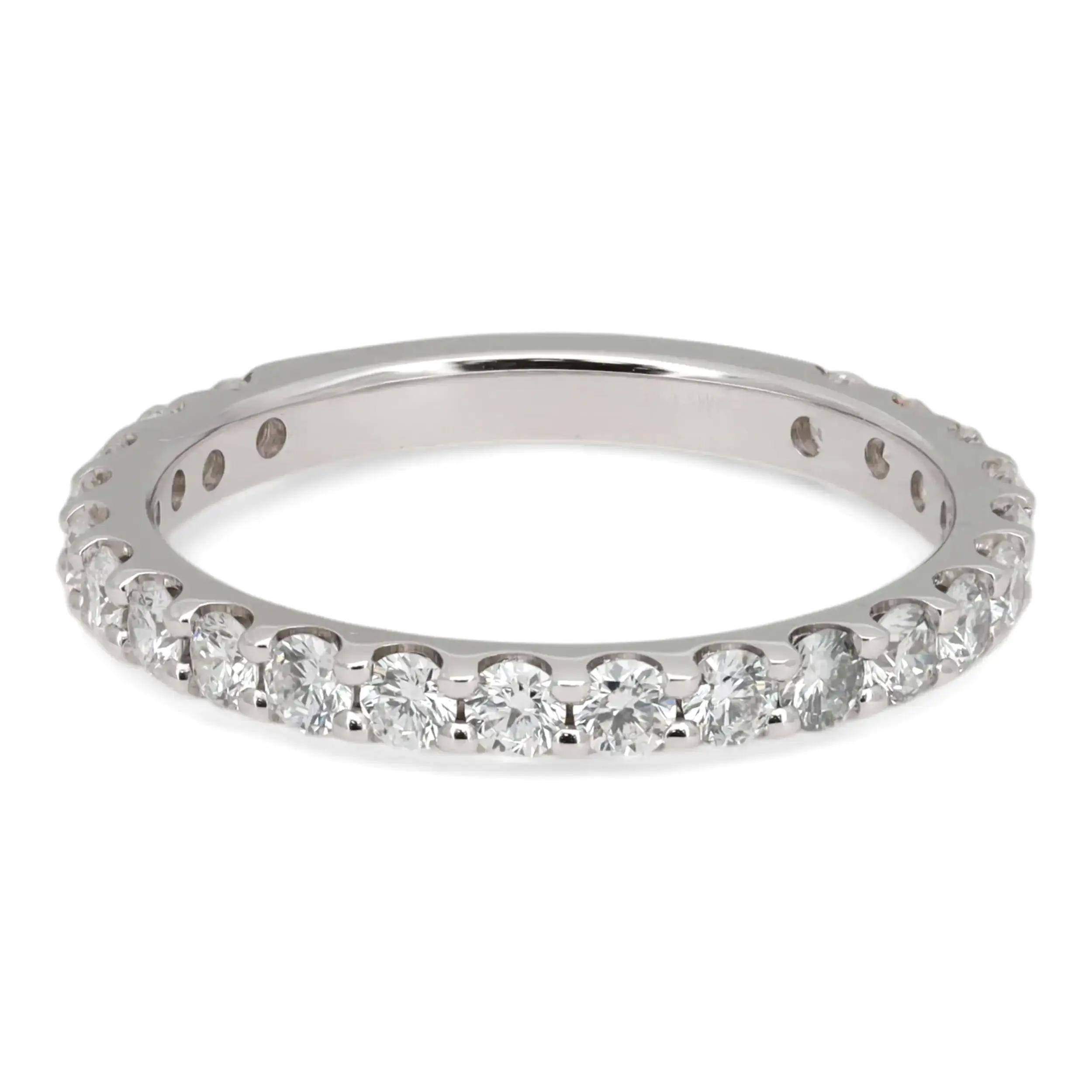Round Cut Natural Diamond Eternity Band Ring 14K White Gold 0.75Ctw